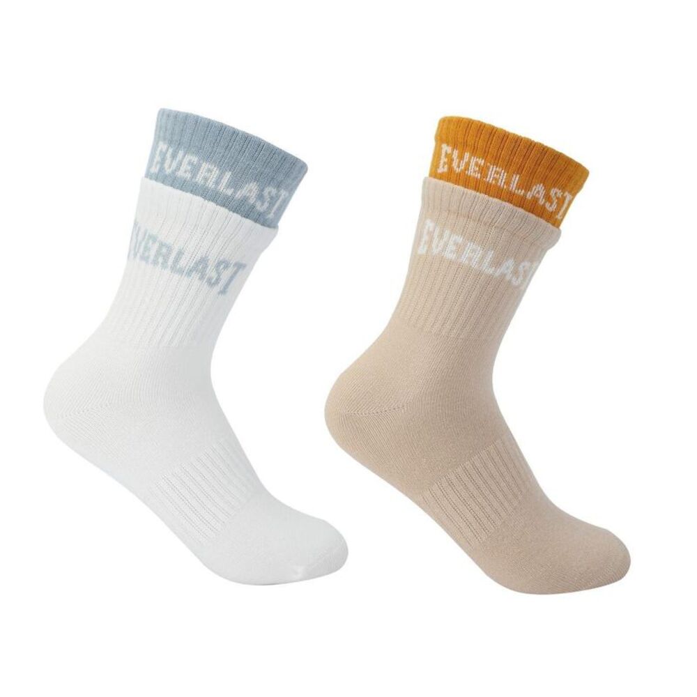 Everlast Childrens/Kids Ribbed Crew Socks (Pack of 2) / Pastel Multicolour